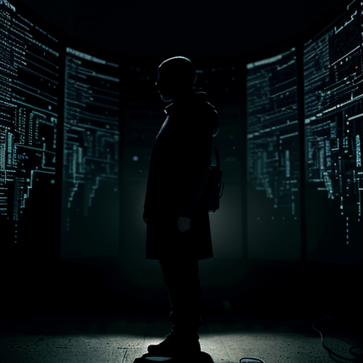 A solitary, weary figure – a social worker – stands illuminated by a digital cascade of data, symbolizing both opportunity and overwhelming complexity.